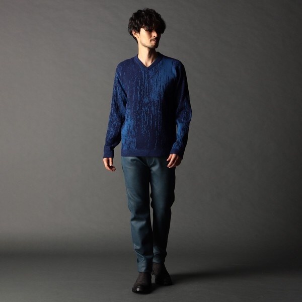 ニコルクラブフォーメン（NICOLE CLUB FOR MEN）/バーク風ジャカード Vネックプルオーバーニット