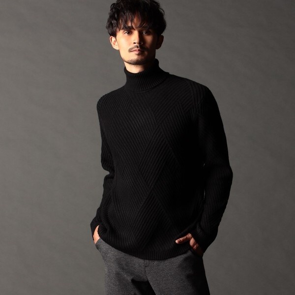 ニコルクラブフォーメン（NICOLE CLUB FOR MEN）/ビッグバスケットジャカード タートルネックニット