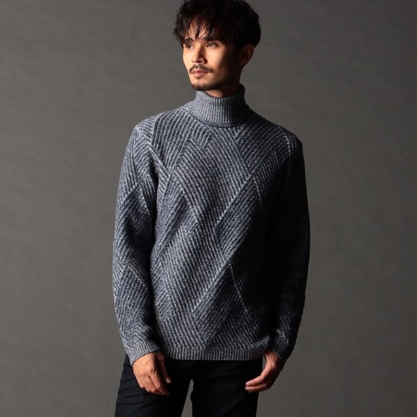 ニコルクラブフォーメン（NICOLE CLUB FOR MEN）/ビッグバスケットジャカード タートルネックニット