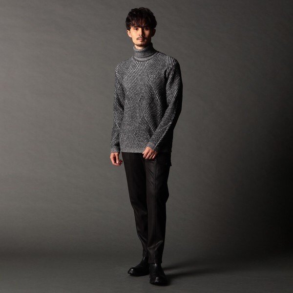 ニコルクラブフォーメン（NICOLE CLUB FOR MEN）/ビッグバスケットジャカード タートルネックニット