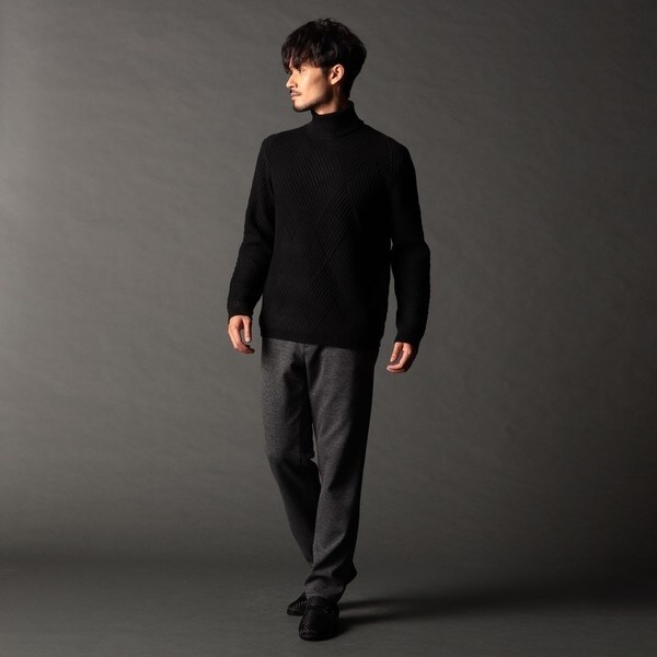 ニコルクラブフォーメン（NICOLE CLUB FOR MEN）/ビッグバスケットジャカード タートルネックニット