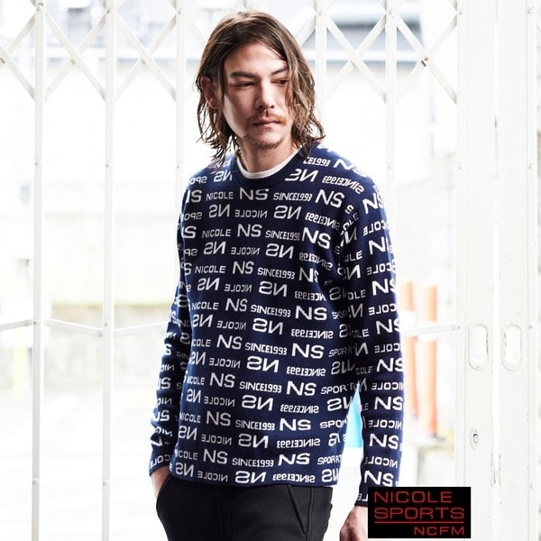 ニコルクラブフォーメン（NICOLE CLUB FOR MEN）/【NICOLE SPORTS】総ロゴジャガードニット