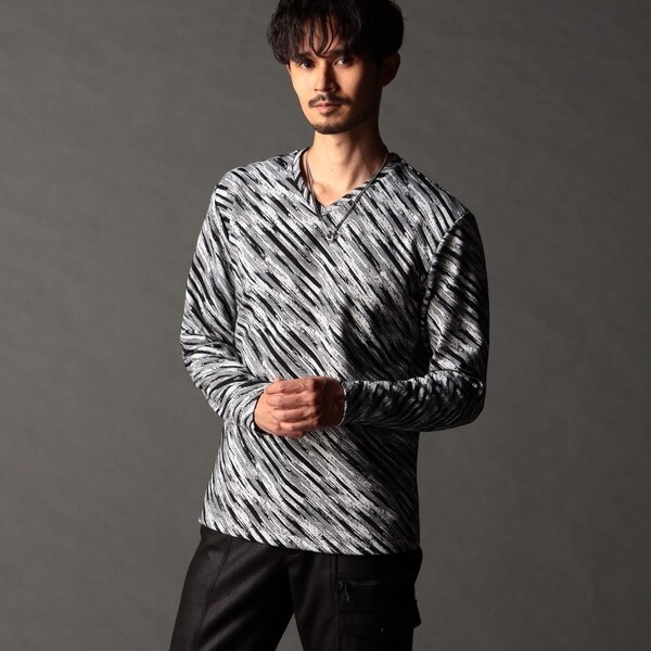 ニコルクラブフォーメン（NICOLE CLUB FOR MEN）/バイアスブリスタージャカード Vネックプルオーバー