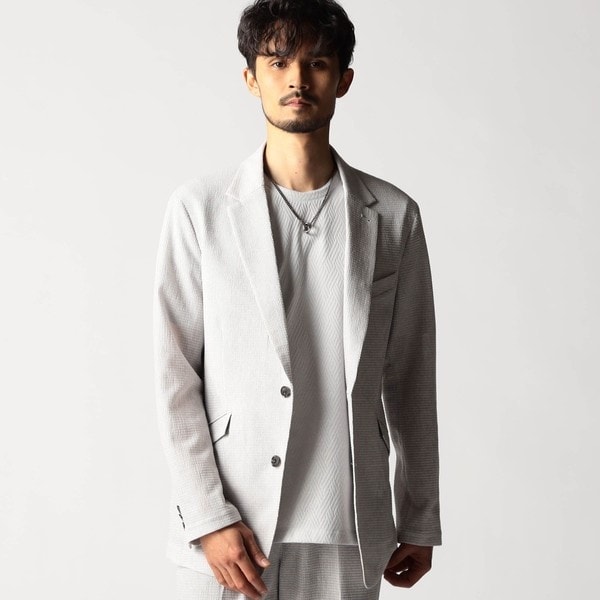ニコルクラブフォーメン（NICOLE CLUB FOR MEN）/ワッフルサッカープリント2Bジャケット