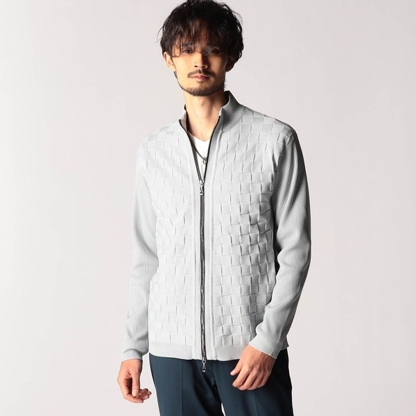 ニコルクラブフォーメン（NICOLE CLUB FOR MEN）/ブロックチェックニットブルゾン