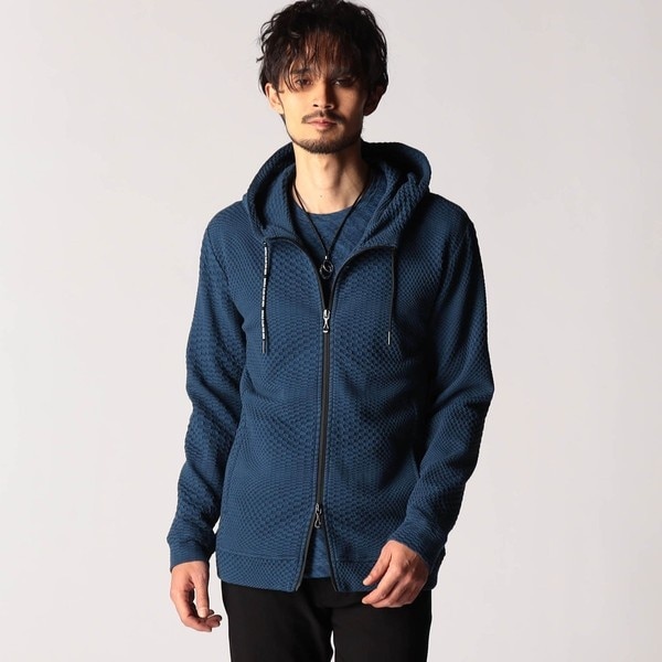 ニコルクラブフォーメン（NICOLE CLUB FOR MEN）/ジオメトリックジャガードフードパーカー