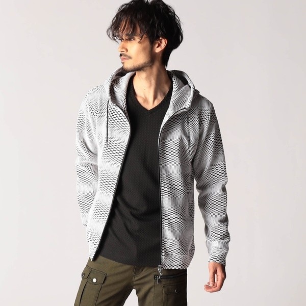 ニコルクラブフォーメン（NICOLE CLUB FOR MEN）/ジオメトリックジャガードフードパーカー_2