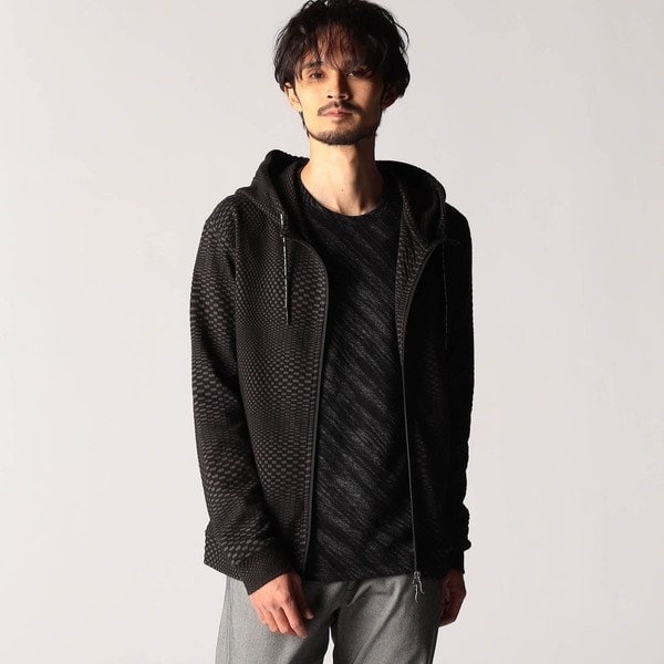 ニコルクラブフォーメン（NICOLE CLUB FOR MEN）/ジオメトリックジャガードフードパーカー_3