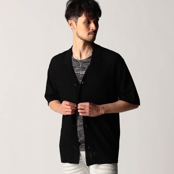 ニコルクラブフォーメン（NICOLE CLUB FOR MEN）/シアージャカードサマーニットシャツ