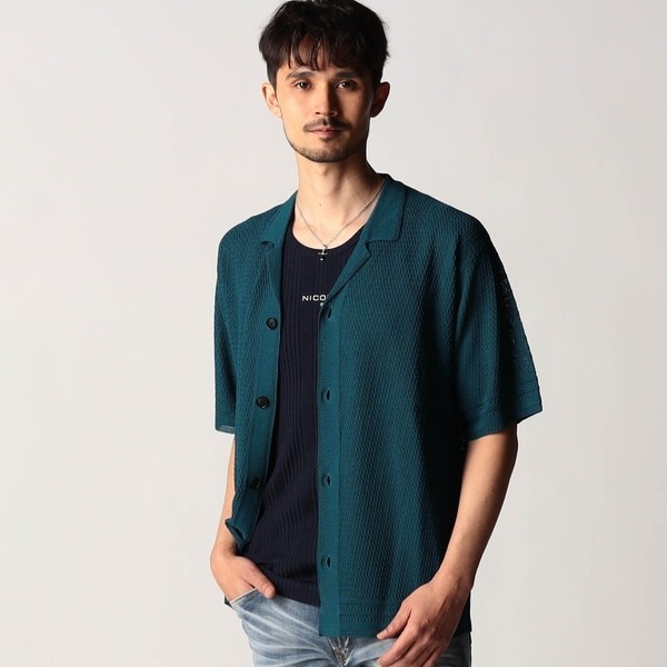 ニコルクラブフォーメン（NICOLE CLUB FOR MEN）/シアージャカードサマーニットシャツ