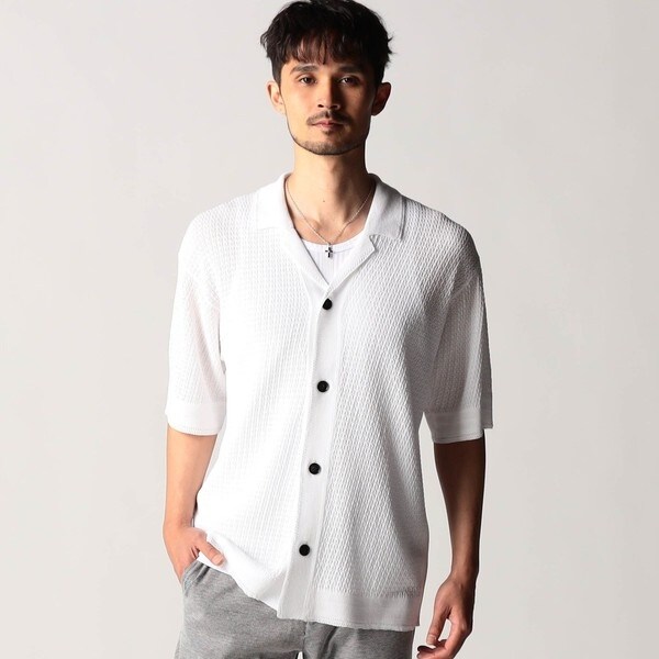 ニコルクラブフォーメン（NICOLE CLUB FOR MEN）/シアージャカードサマーニットシャツ