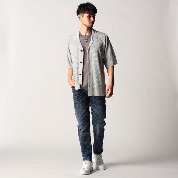 ニコルクラブフォーメン（NICOLE CLUB FOR MEN）/シアージャカードサマーニットシャツ