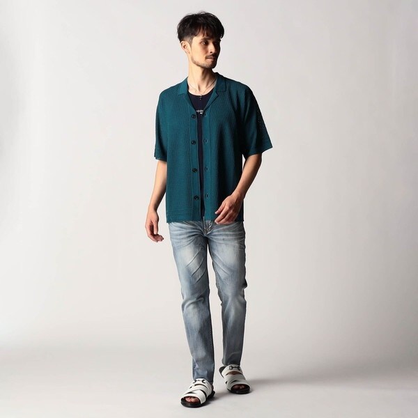 ニコルクラブフォーメン（NICOLE CLUB FOR MEN）/シアージャカードサマーニットシャツ