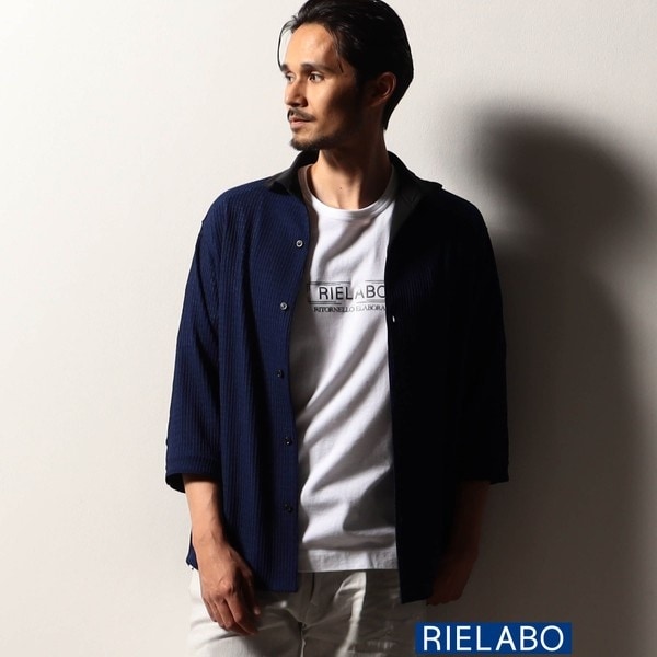 ニコルクラブフォーメン（NICOLE CLUB FOR MEN）/【RIELABO】シアーメッシュ 7分袖スタンドシャツ