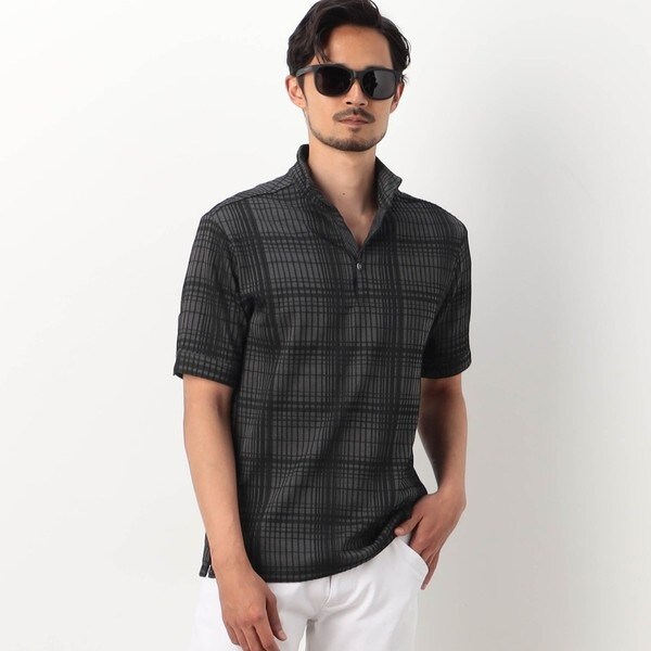 ニコルクラブフォーメン（NICOLE CLUB FOR MEN）/【NICOLE SPORTS】ブリスターチェックスタンドポロシャツ