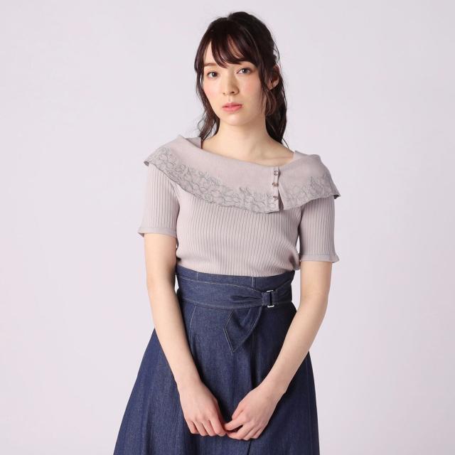 LAISSE PASSE サイドボタン刺繍リブプルオーバー レッセパッセ/サイドボタン刺繍リブプルオーバーの通販はau PAY