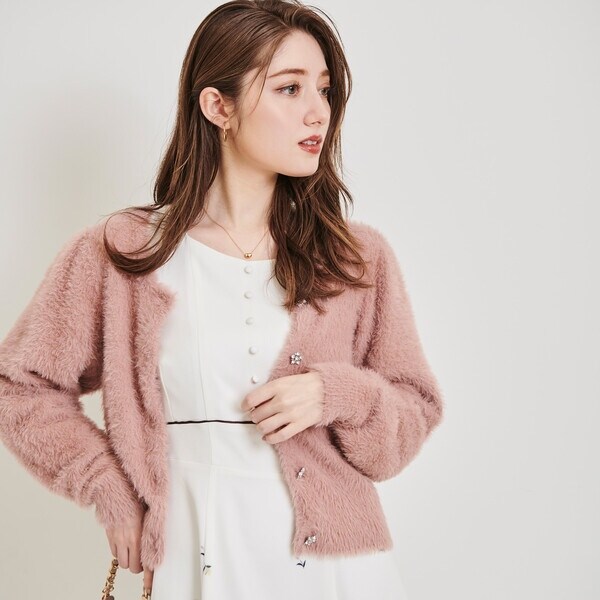 LAISSE PASSÉ  レッセパッセ ビジューカーディガン LAISSE PASSE（レッセパッセ） カーディガン MEDIUM パープル