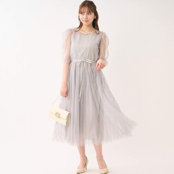 レッセパッセ（LAISSE PASSE）/《お呼ばれドレス》ストライプチュール 