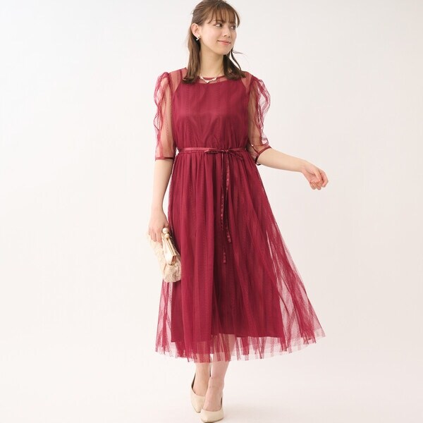 レッセパッセ（LAISSE PASSE）/《お呼ばれドレス》ストライプチュール 