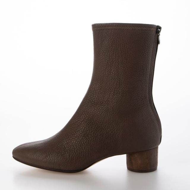 美品【SAYA】サヤ ショートブーツ フロントジップ レザー ブラウン シボ加工 SAYA（サヤ） レディース ブーツ ショートブーツ レースアップブーツ