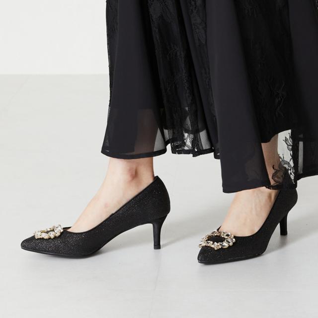 ミッシュマッシュ（MISCH MASCH）/ビジューバックルグリッターパンプス/MOR103