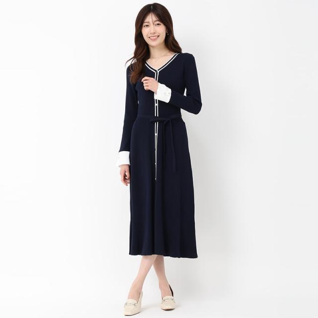 ミッシュマッシュ（MISCH MASCH）/25春夏新作 カフス袖Vネックニットワンピース ミッシュマッシュ（MISCH MASCH）/25春夏新作 カフス袖Vネックニット