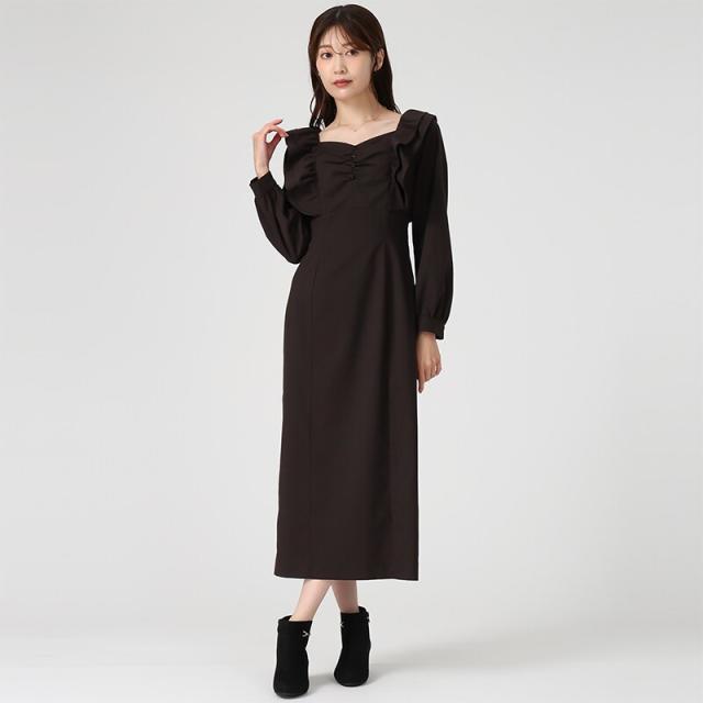 ミッシュマッシュ（MISCH MASCH）/2025秋冬新作 ショルダーフリルIラインワンピース