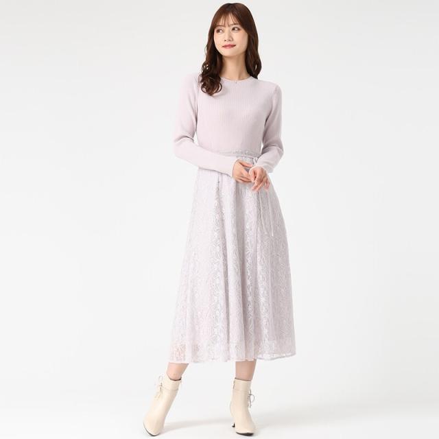 ミッシュマッシュ（MISCH MASCH）/2025秋冬新作 ラメレースニットドッキングワンピース