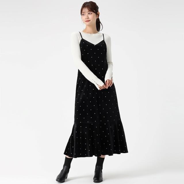 【NEW】ミッシュマッシュ（MISCH MASCH）/2025秋冬新作 Vネックベロアキャミワンピース