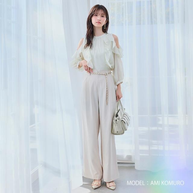 ミッシュマッシュ（MISCH MASCH）/2026春夏新作 チェーンベルト付きタックワイドパンツ