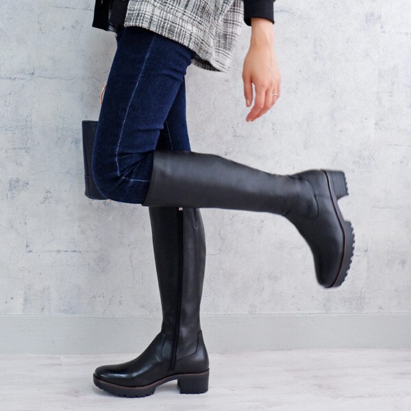 ブーツ トラックソールスクエアロングブーツ/21462