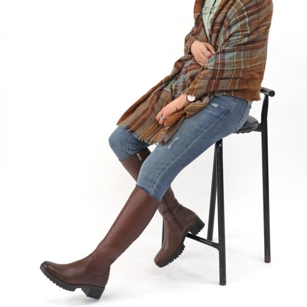 モードカオリ/トラックソールスクエアロングブーツ/21462 その他ブーツ