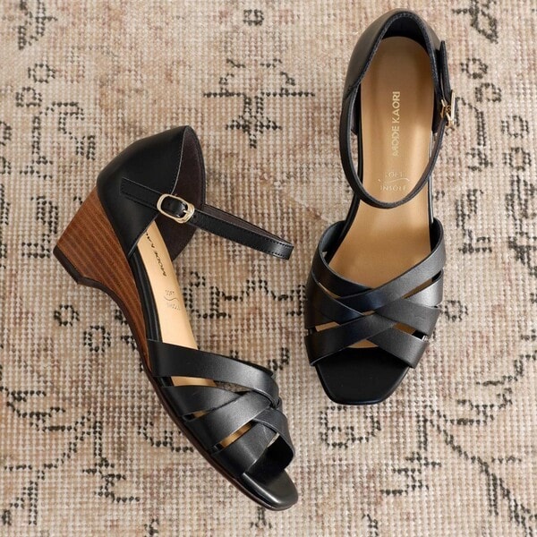 モードカオリ メッシュウェッジサンダル 本革 モードカオリ（MODE