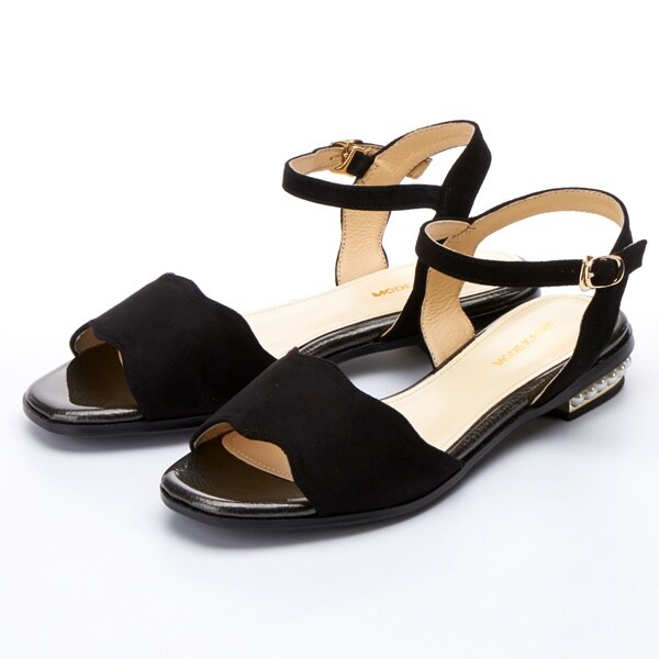 モードカオリ(MODE KAORI)/サンダル(低めヒール/フラワーカット/アンクルストラップ)の通販は モードカオリ(MODE KAORI)/サンダル(低めヒール/フラワーカット/アンクルストラップ)の通販は