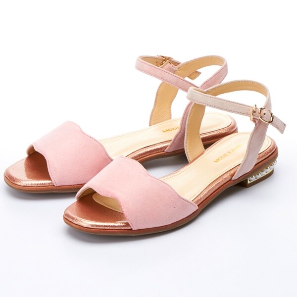 モードカオリ(MODE KAORI)/サンダル(低めヒール/フラワーカット/アンクルストラップ)の通販は モードカオリ(MODE KAORI)/サンダル(低めヒール/フラワーカット/アンクルストラップ)の通販は