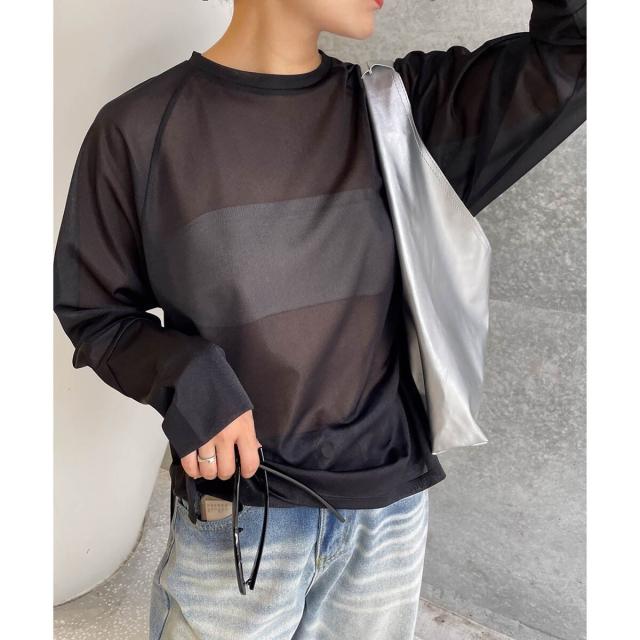 エニムバイビッキー（ENIM BY VICKY）/【ENIM BY VICKY】シアーラグランロンT《手洗い可能》