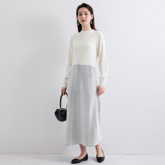 クイーンズコート（QUEENS COURT）/【新色追加】ジャガードニットフレアワンピース≪手洗い可能≫