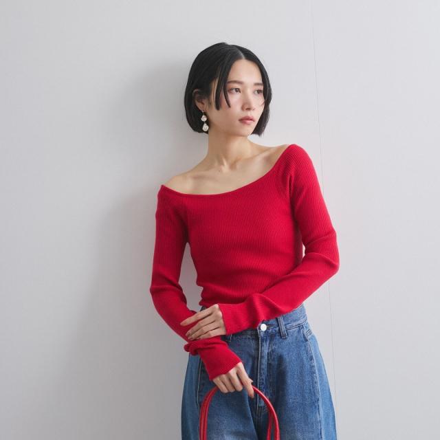 クイーンズコート（QUEENS COURT）/オフショルリブニット≪手洗い可能≫ 5,405円