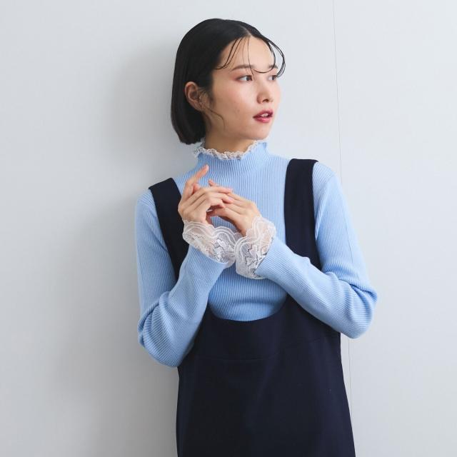 【NEW】クイーンズコート（QUEENS COURT）/レースキリカエリブニットトップス≪手洗い可能≫の通販は 6,237円