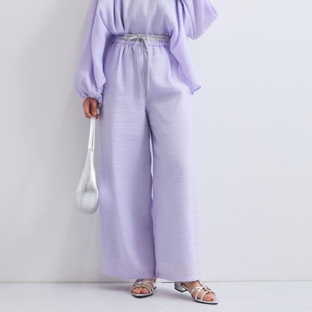 クイーンズコート（QUEENS COURT）/【日本製】シャーリングイージーパンツ≪セットアップ対応/手洗い可能≫