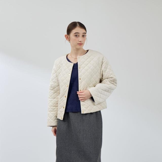 クイーンズコート（QUEENS COURT）/ベロアキルティングノーカラージャケット