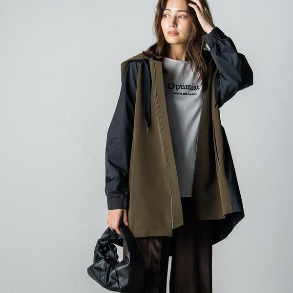 メイソングレイ/異素材ドッキングミドルマウンテンパーカー≪洗濯機で洗える≫ メイソングレイ/異素材ドッキングミドルマウンテンパーカー≪洗濯機で