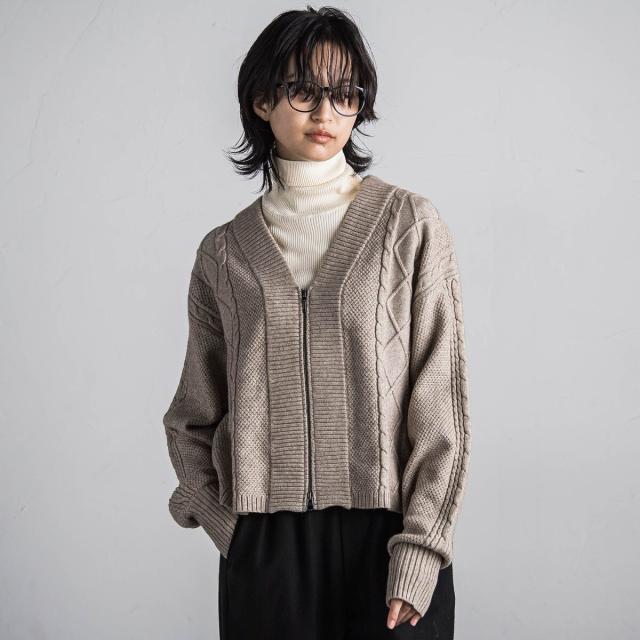 メイソングレイ（MAYSON GREY）/ケーブルニットジップカーディガン≪手洗い可能≫の通販は