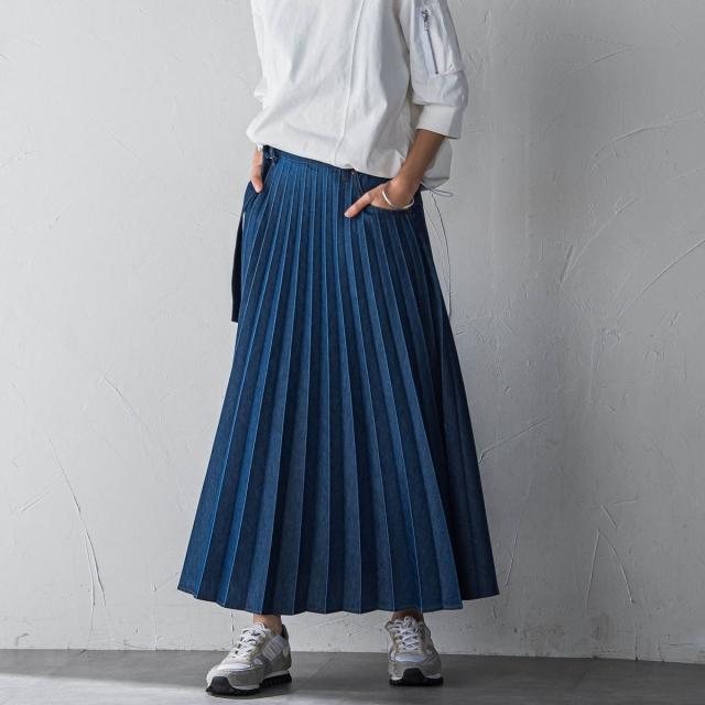 メイソングレイ（MAYSON GREY）/デニムMIXライトプリーツスカート