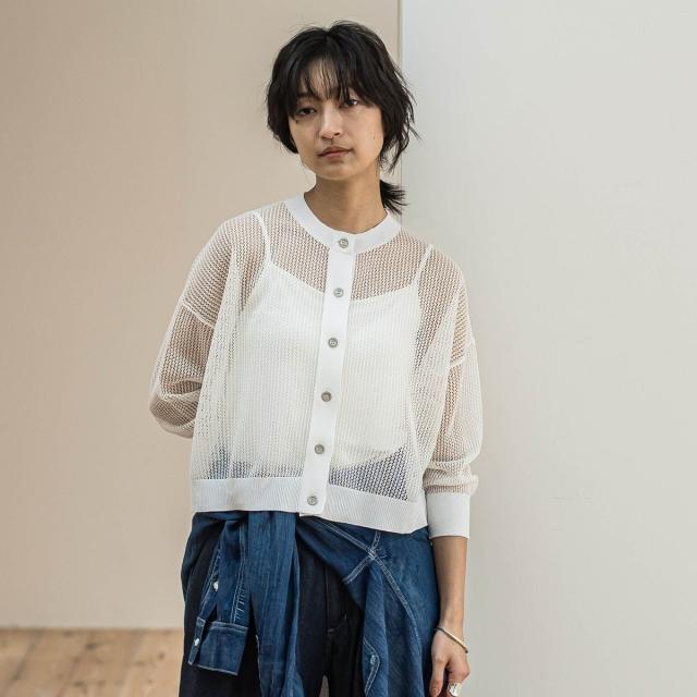 メイソングレイ（MAYSON GREY）/透かし柄編みニットカーディガン≪手洗い可能≫