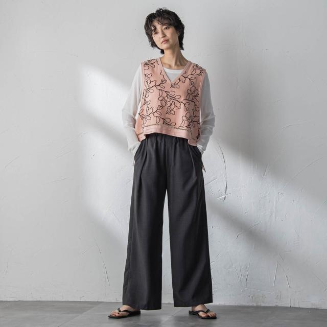 メイソングレイ（MAYSON GREY）/ボタニカル刺繍サイドリボンショートベスト_5