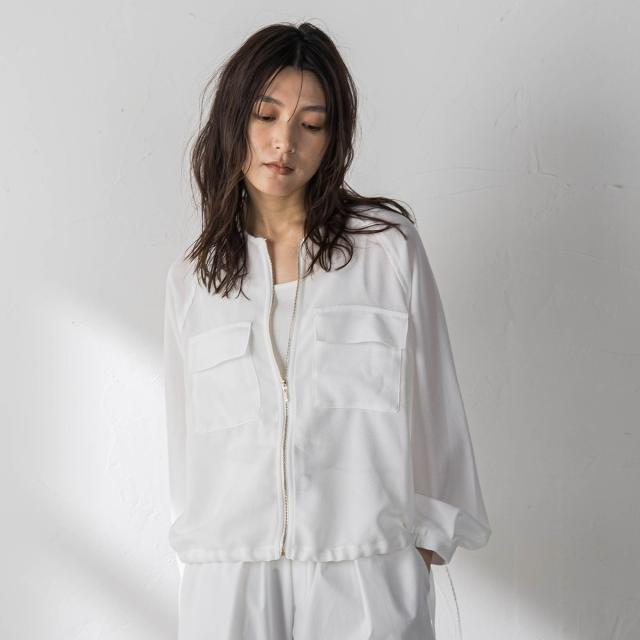 メイソングレイ（MAYSON GREY）/メッシュジャガードノーカラーブルゾン