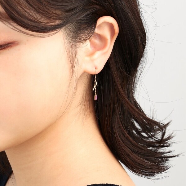 ブルーム（BLOOM）/1月誕生石 K10 イエローゴールド ロードライトガーネット フック ピアス_5