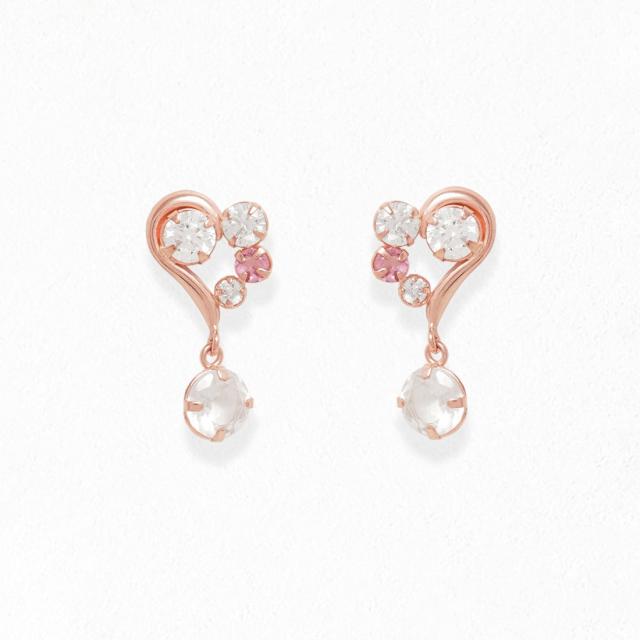 ブルーム（BLOOM）/K10 ピンクゴールド ローズクォーツ ハート ピアス
