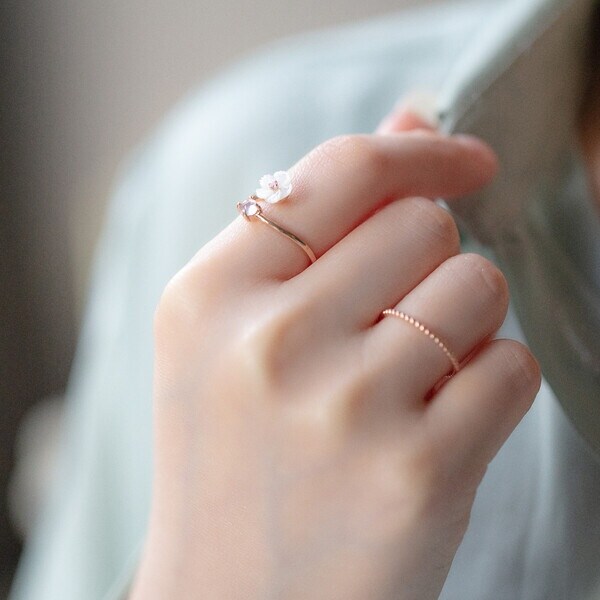 ブルーム シルバー ピンクゴールドメッキ キュービックジルコニア リング ピンキーサイズあり 0770-0452-0018-0015 日本サ